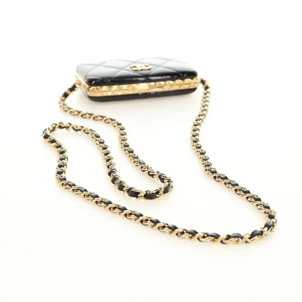 Chanel Matelasse Chain Shoulder Pouch Bag Black